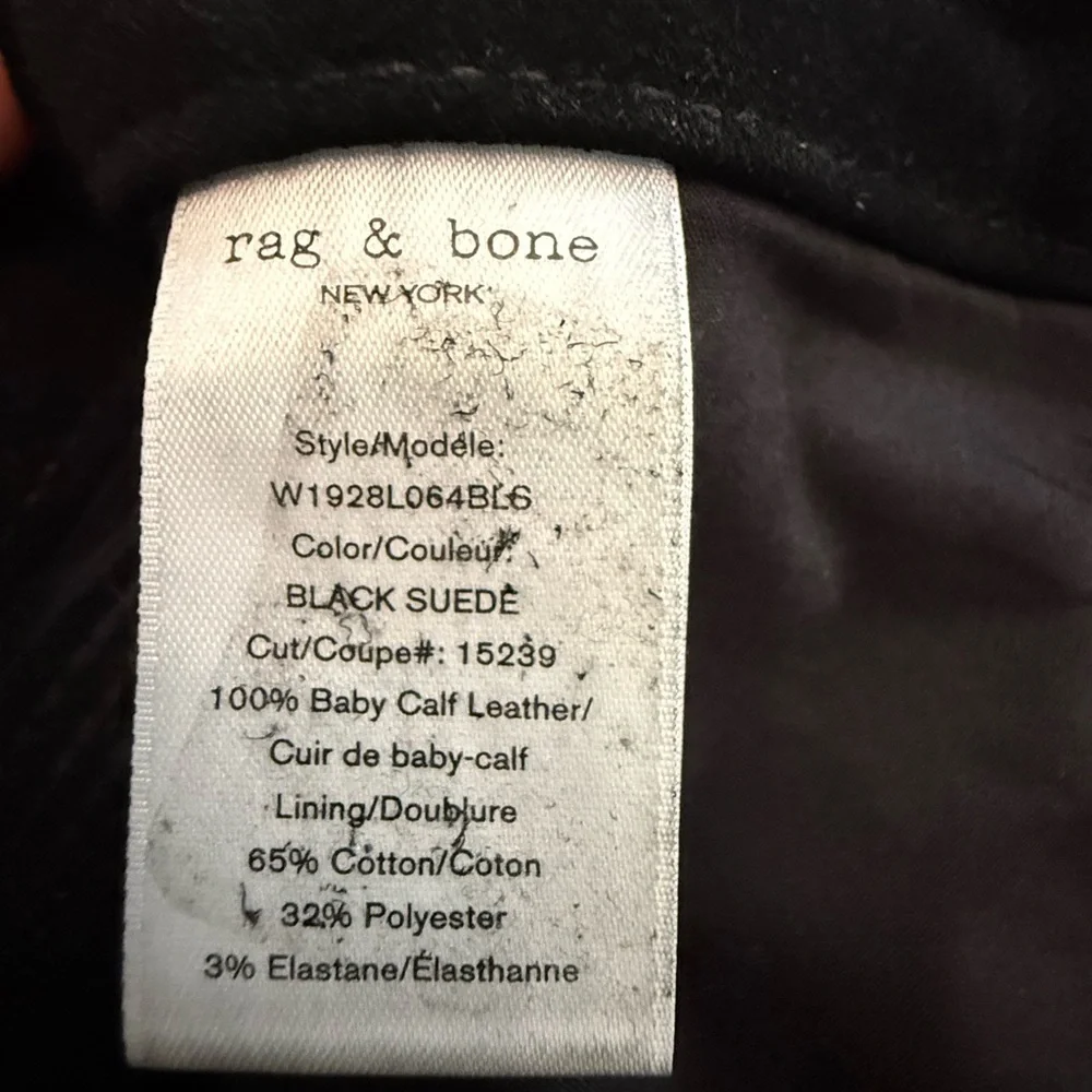 RAG & BONE Lou Short High Waist Black Genuine Suede Button Fly Shorts Size 24